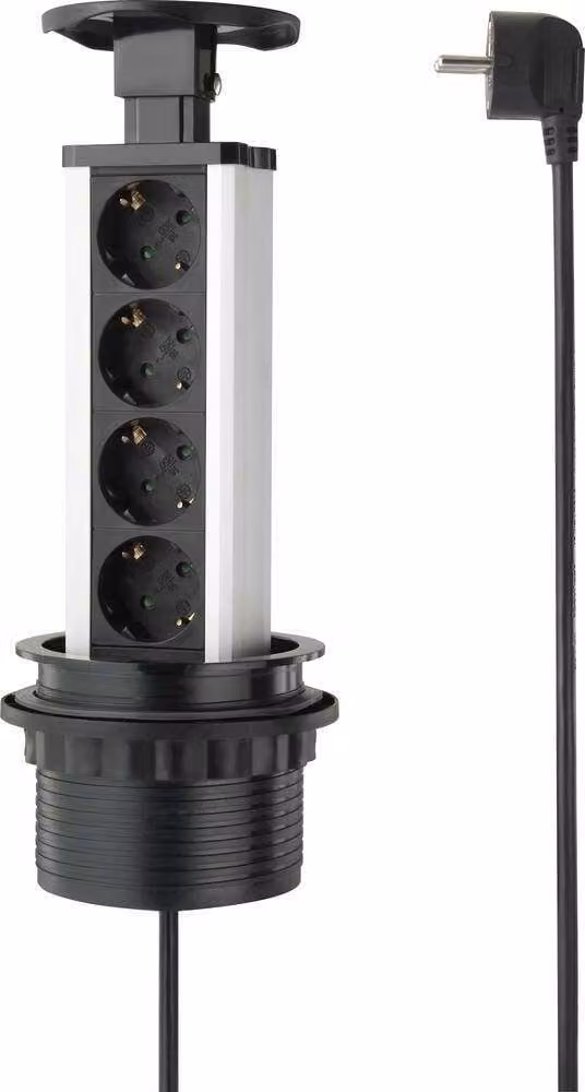 SY-4737792 Presa a torre nera argento contatto di terra 1 pz