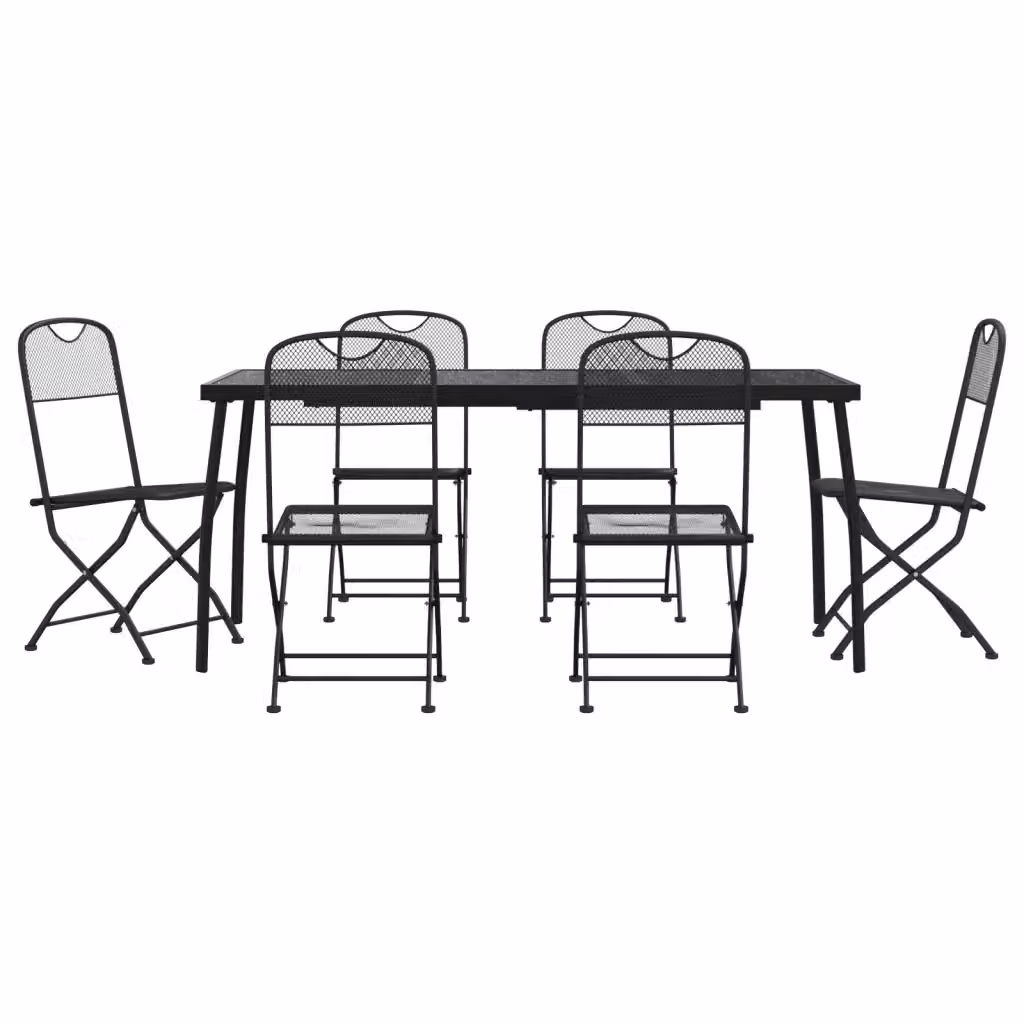 Set da pranzo da giardino vidaXL in metallo antracite con 7 pezzi – 2