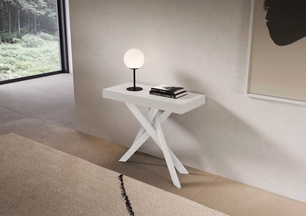 Consolle Allungabile Saki Small Premium GIORDANOSHOP Bianco Frassino L/P/H: 90-196 x 40 x 77 cm – 2