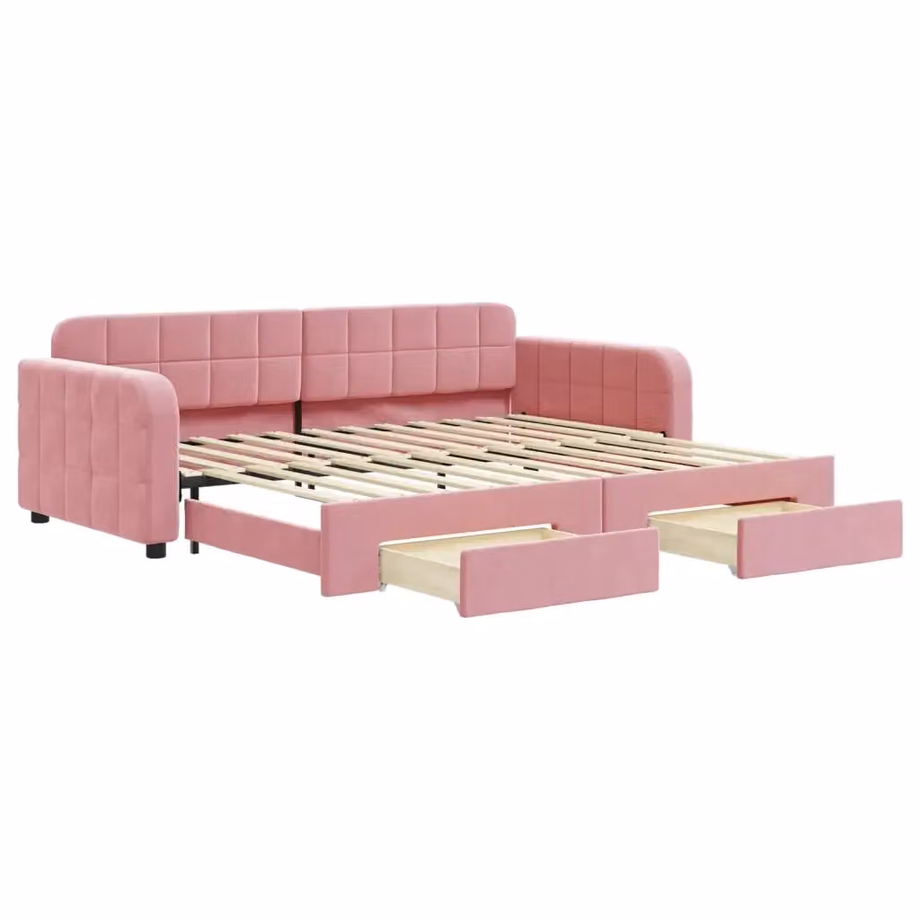 Divano Letto Moderno vidaXL in Velluto Rosa per Soggiorno e Camera da Letto – 2