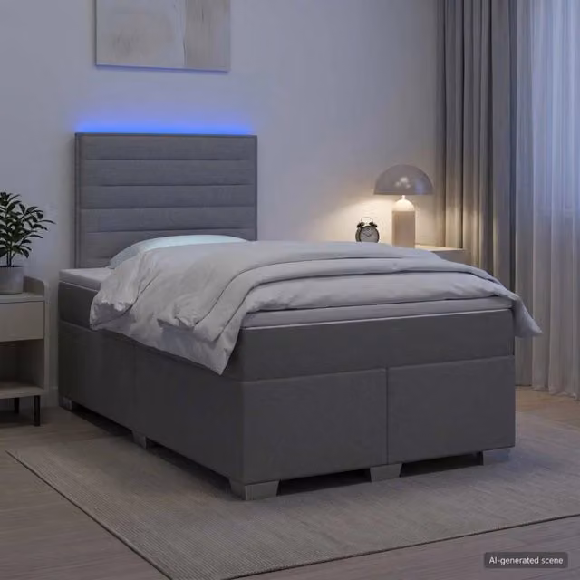 Letto box spring vidaXL con materasso a molle insacchettate e base contenitore, colore grigio, L/P/H: 120 x 200 x 76,5 cm – 1