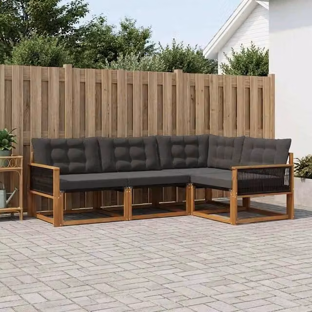 Set di divani da esterno 4 pz Naturale e Nero 3381392