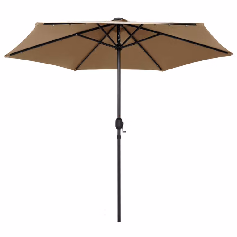 The Living Store Ombrellone con luci LED e asta in alluminio 270 cm Taupe