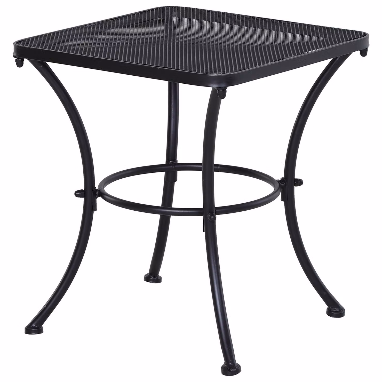 Tavolino Moonbite, 45x45x50 cm, tavolo da giardino con piano in mesh e motivo decorativo, verniciato a polvere, gambe arrotondate, capacità di carico 30 kg, metallo, nero