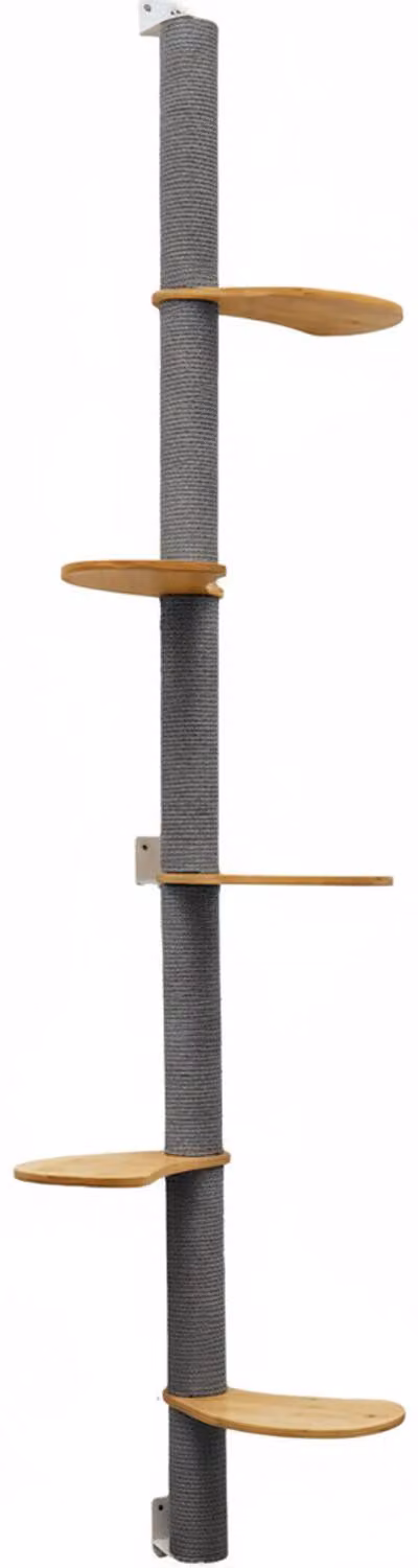 tiragraffi da parete da 240 cm con 5 piattaforme per gatti - tiragraffi in sisal per montaggio a parete