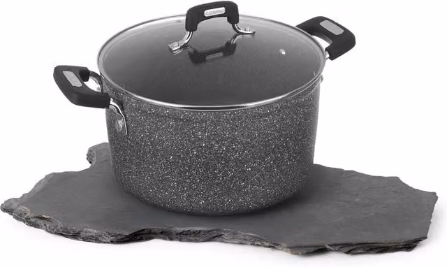 Casseruola Kasanova in alluminio con rivestimento antiaderente e coperchio in vetro, Grigio, Diametro: 22 cm