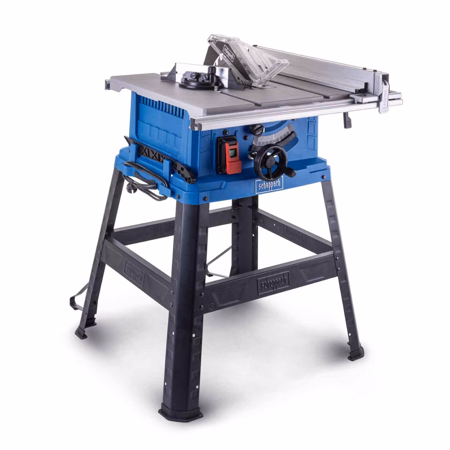 Seghetto circolare da banco Scheppach HS105 - 2000W | Altezza di taglio: 90 mm | Diametro disco: 255 mm | Inclinabile fino a 45° | Allunga piano da 640x920 mm | Include guida per tagli trasversali