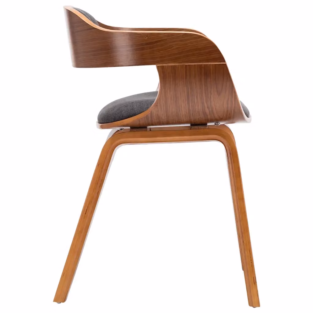 Sedia da Pranzo Moderna vidaXL in Tessuto Grigio e Legno Marrone – 2