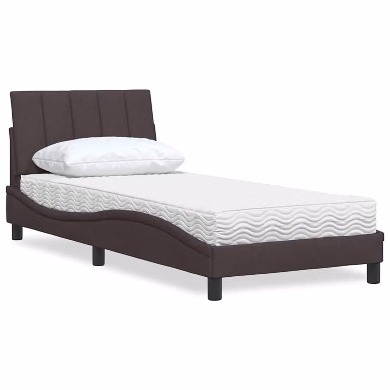 Letto con Materasso Hanko vidaXL in Tessuto Marrone e Bianco L/P/H: 90 x 190 cm