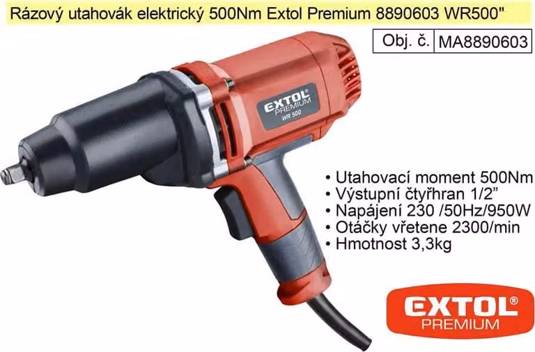 Avvitatore a impulsi Extol Premium (8890603) 950W, 500Nm