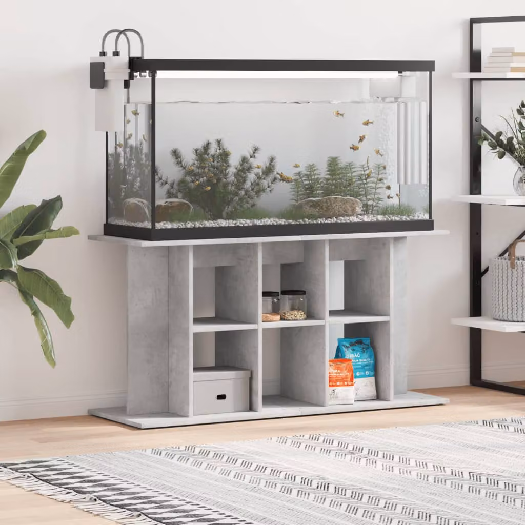 vidaXL Supporto per acquario in cemento grigio con legno ingegnerizzato MDF L: 120 cm, P: 40 cm, H: 60 cm