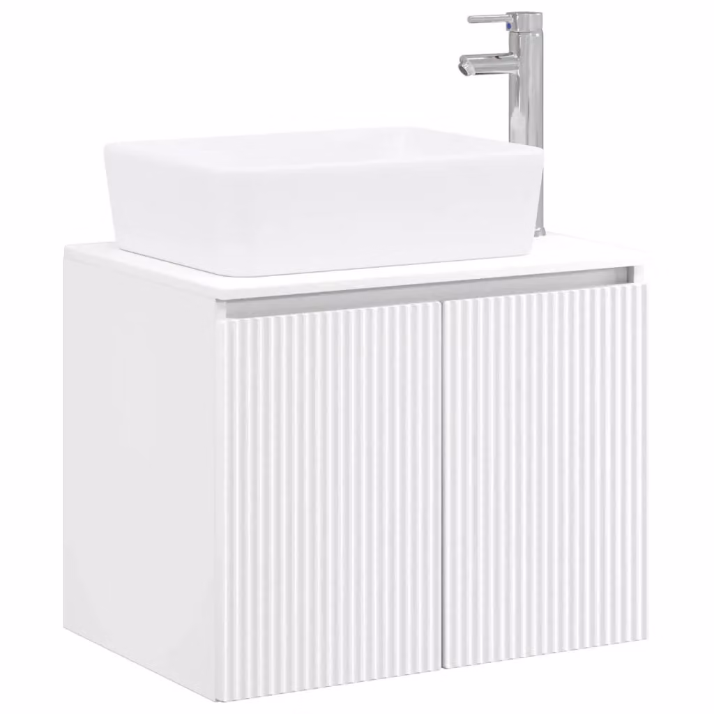 Mobile da bagno sospeso moderno vidaXL in MDF bianco opaco – 2