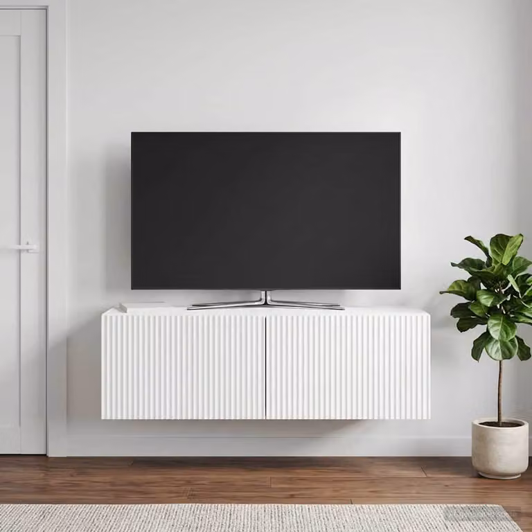 vidaXL Mobile Porta TV da Muro Moderno in MDF Bianco Lucido L 98 cm x P 31 cm x H 30 cm