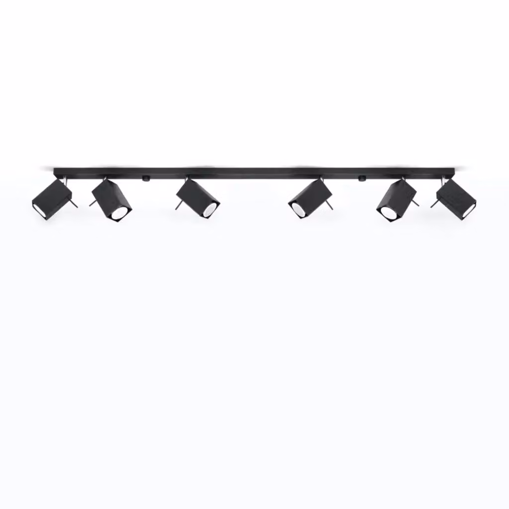 Plafoniera Bravea Pure Lume nera con 6 luci GU10 regolabili e dimmerabili, L: 120 cm – 2