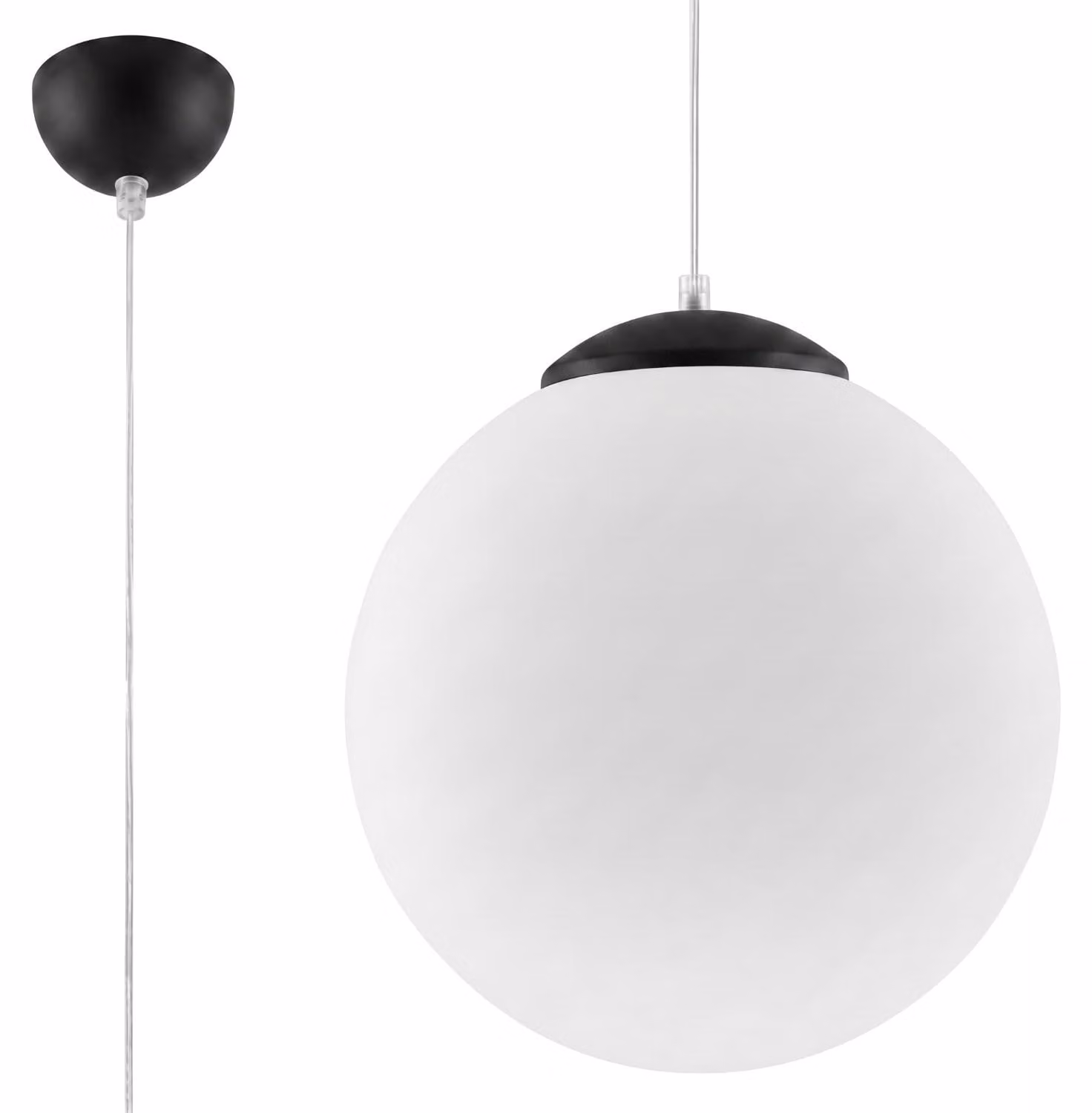 Lampada a sospensione UGO 40 nera 1xE27 15W acciaio/vetro 130x40x40cm Sollux Lighting