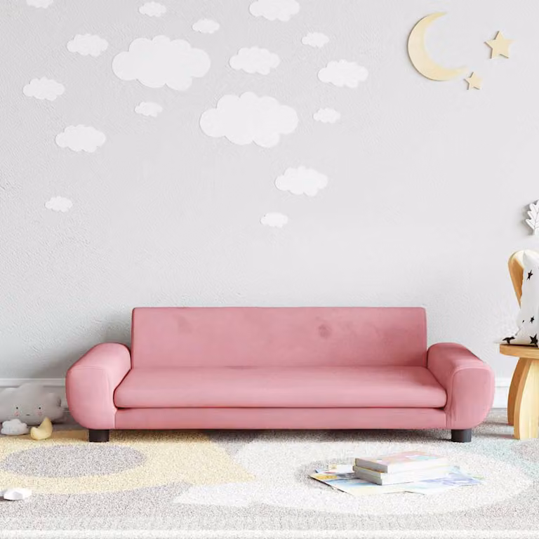 vidaXL Divano per Bambini in Velluto Rosa L: 100 cm, P: 54 cm, H: 33 cm