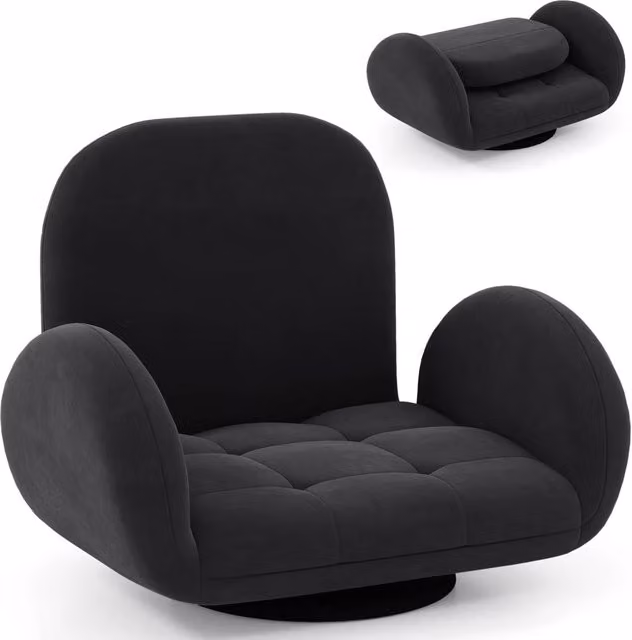 Sedia da gaming DESIGN IN nera con schienale e braccioli regolabili, sedia girevole a 360 gradi in tessuto e metallo per adulti