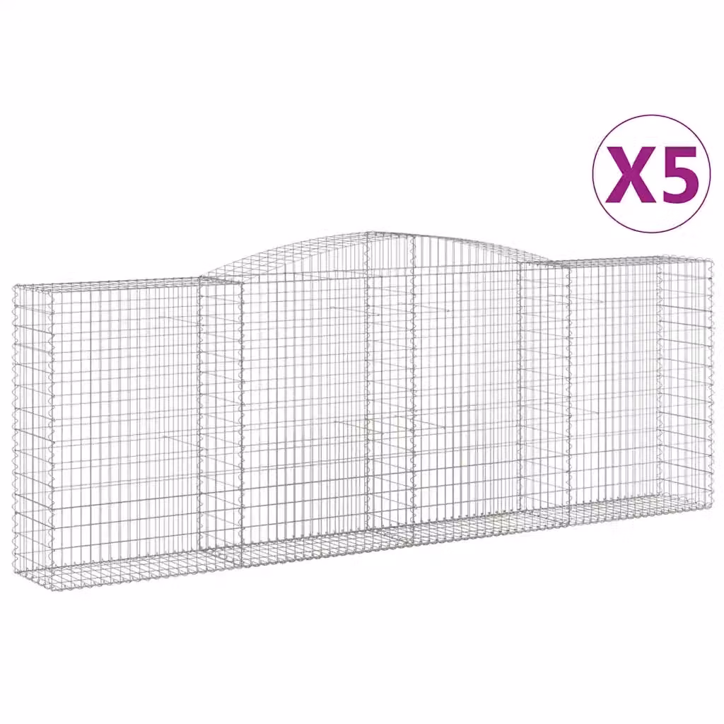 Set di 5 Cesti Gabbioni ad Arco Videx in Acciaio Zincato Argento L: 400 cm, P: 50 cm, H: 140/160 cm – 2