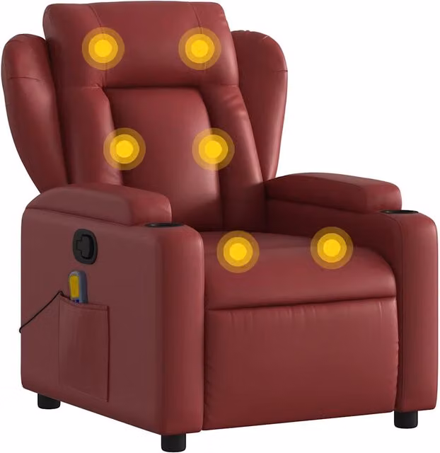 Poltrona Massaggiante | Sedia Relax Reclinabile Rosso vino in Similpelle