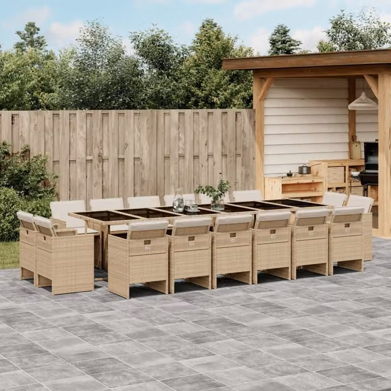 Maison Exclusive - Set da Pranzo da Giardino 17 pz con Cuscini Beige in Polyrattan