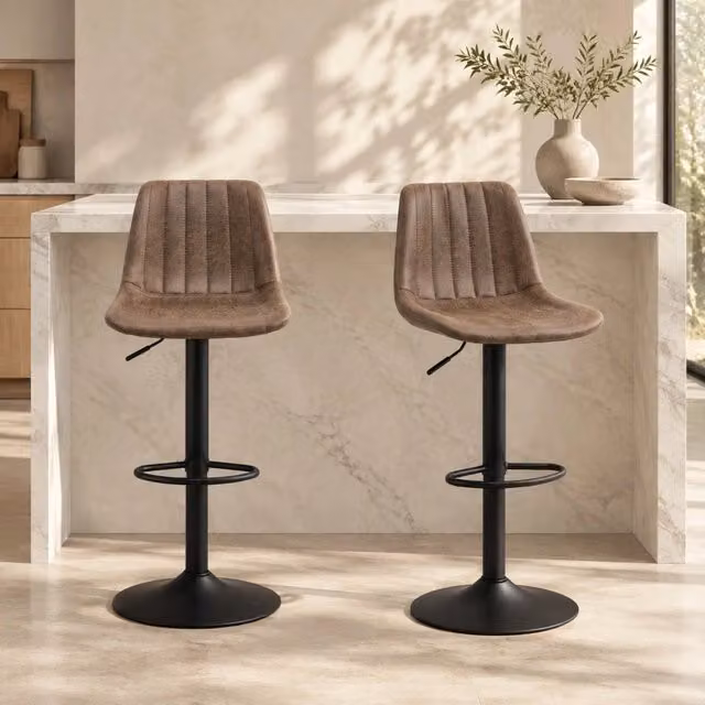 Set di 2 sgabelli da bar marroni 43 x 46,5 x 89-110 cm regolabili