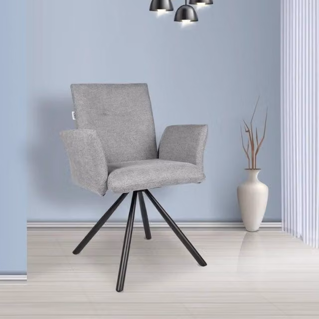 Sedia imbottita girevole Mosaic in tessuto colore grigio set 2 pezzi