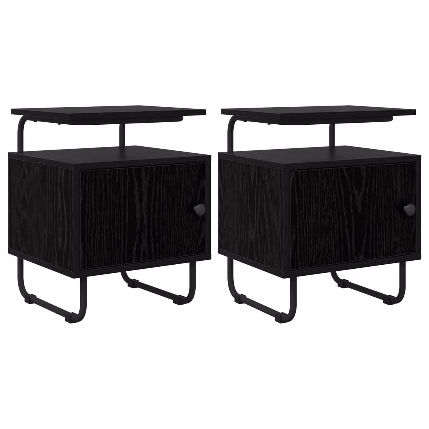 Set di 2 comodini vidaXL moderni in legno ingegnerizzato e metallo, colore nero e marrone
