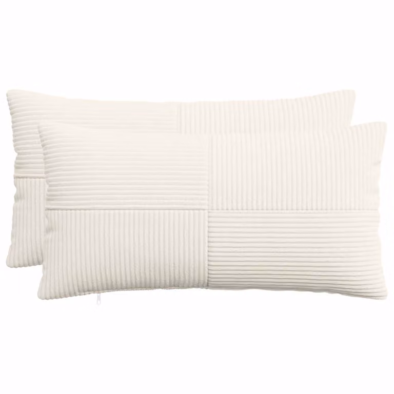 Set di 2 federe vidaXL ALMELO in velluto a coste color crema, L 40 cm x P 80 cm