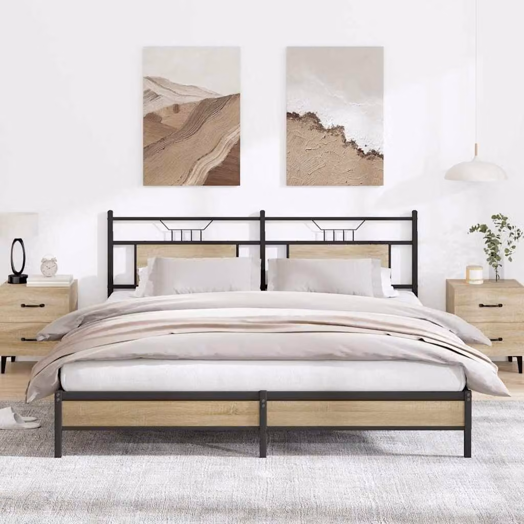 vidaXL Giroletto senza Materasso in Rovere Sonoma e Truciolato, L: 183 cm, P: 203 cm