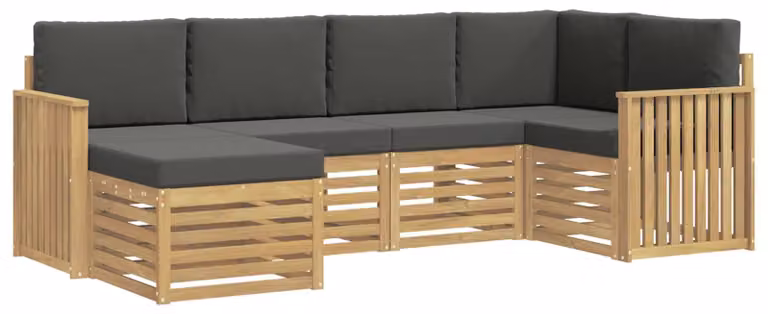 Set di divani da esterno, 6 pezzi, bianco e antracite