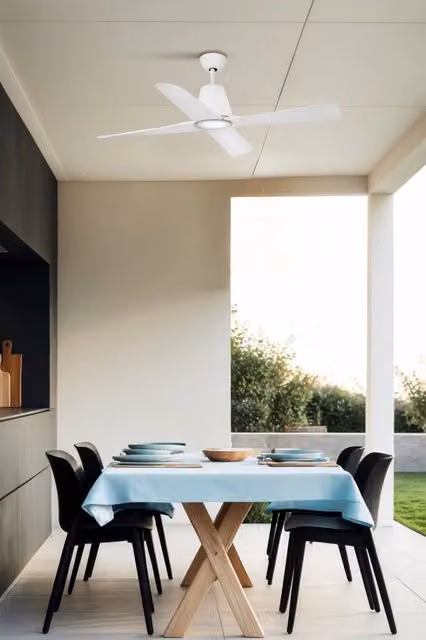 FARO Ventilatore a soffitto con luce TYPHOON Ø130 cm 4 pale motore DC 16W 3000K 6 velocita funzione inversa IP44 telecomando acciaio bianco FARO-33480_14