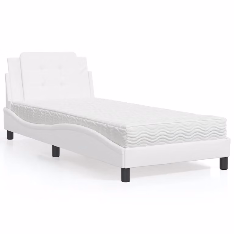Letto con Materasso Zadar vidaXL Bianco in Similpelle, L/P/H: 90 x 190 cm