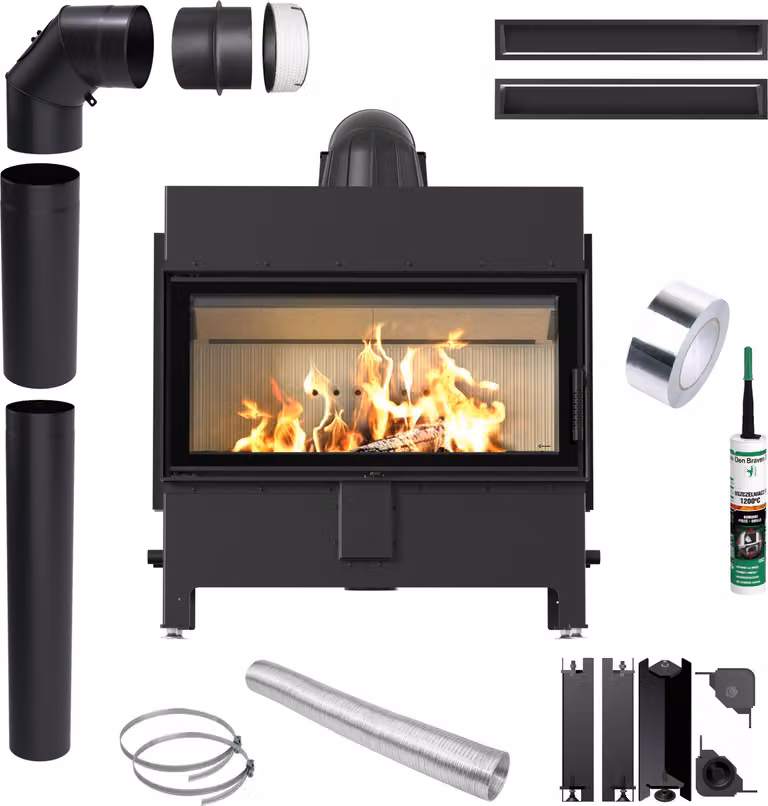 Inserto per caminetto KRATKI LUCY 16kW Ø200 Tubi Condotti d'aria Ecodesign