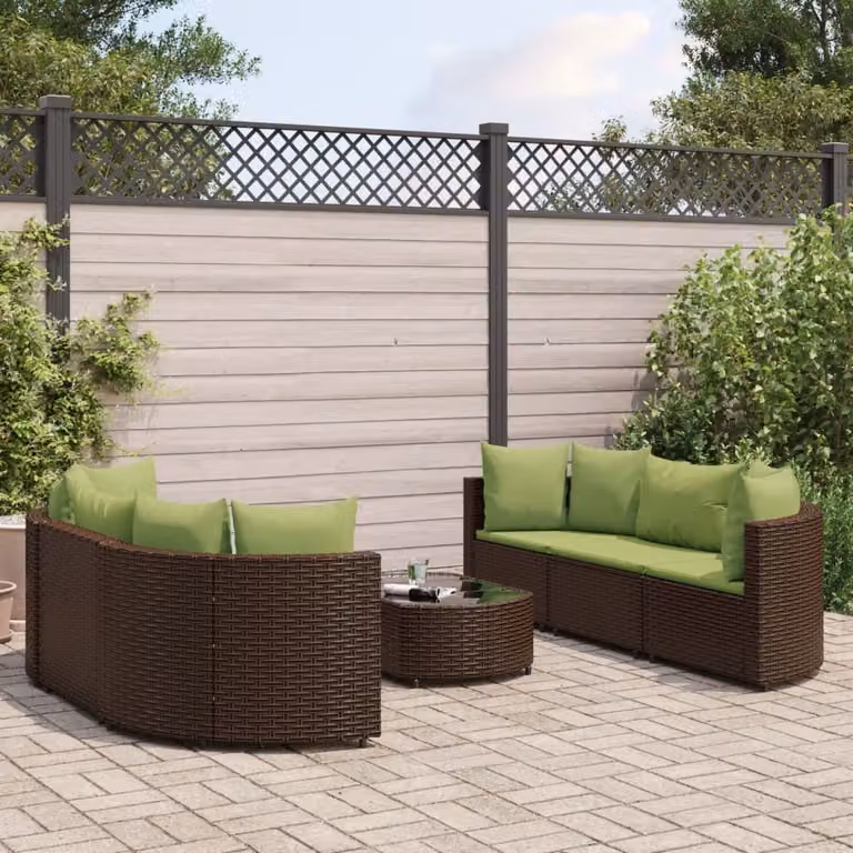 Maison Exclusive - Set Divani da Giardino 7 pz con Cuscini Marrone in Polyrattan