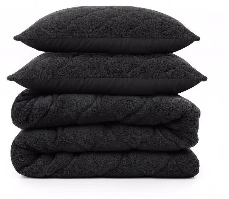 Sleeptime, coperta trapuntata "Lazy", colore nero, 200 x 200 cm, con federe