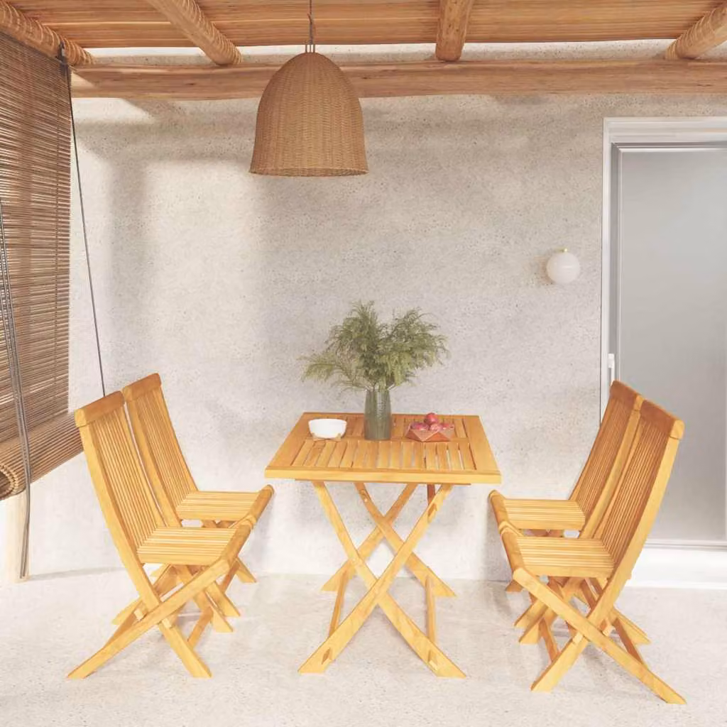 Set da pranzo da giardino vidaXL in legno di teak marrone composto da 5 pezzi – 1