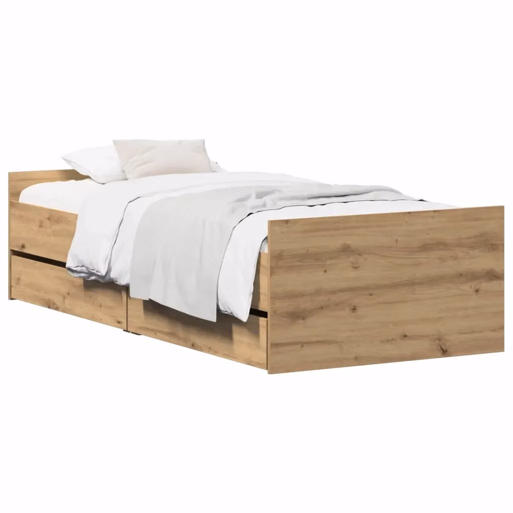 Struttura letto moderno vidaXL in legno color rovere con cassetti L/P/H: 203 x 100 x 50 cm – 2