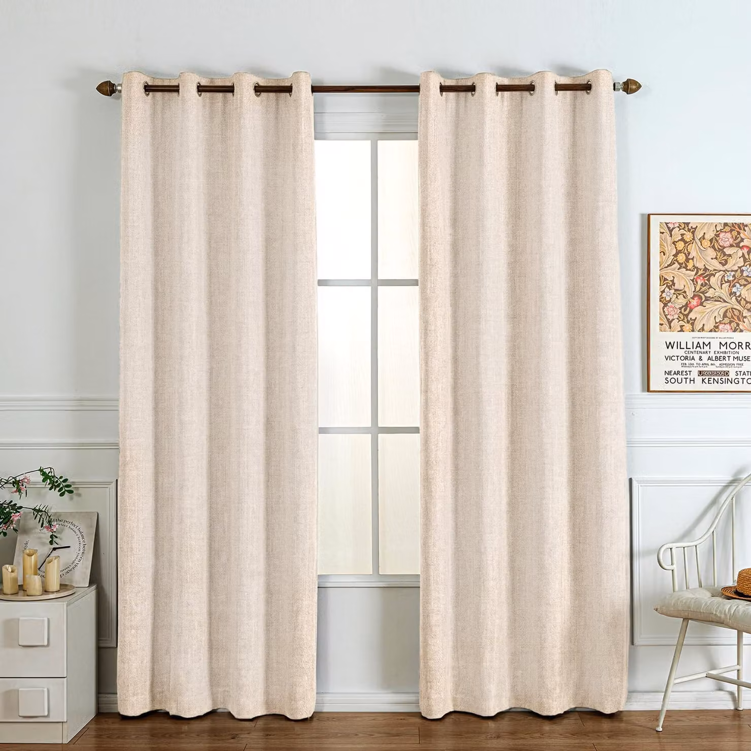 Elzusha - Tende oscuranti, set di 2 - Grigio e beige chiaro - Altezza 245 cm
