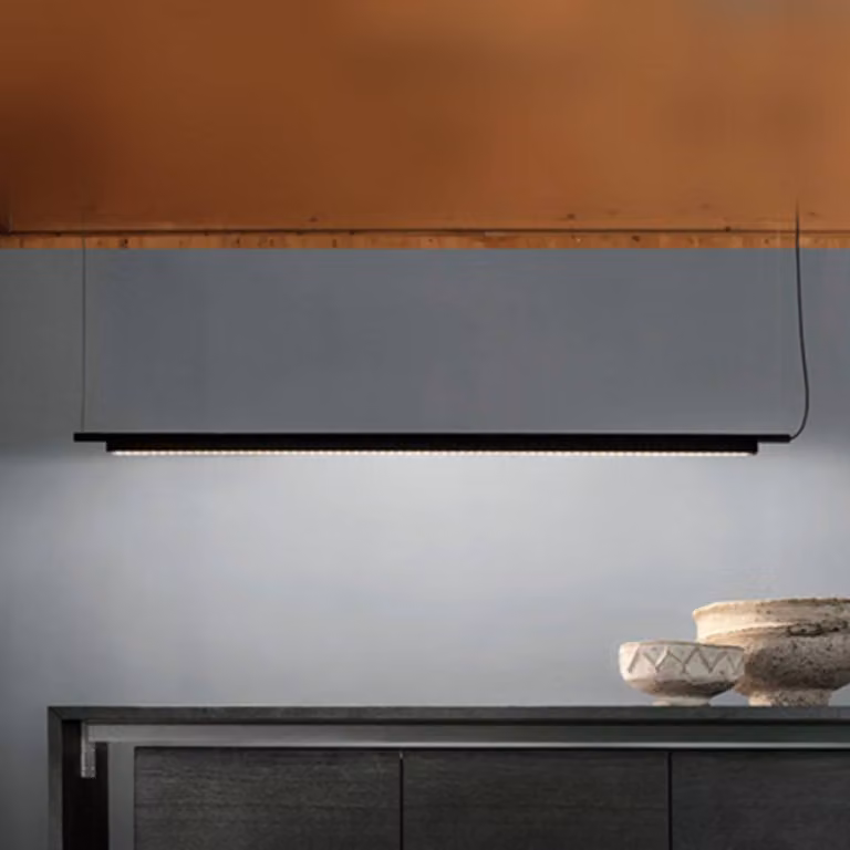 Luceplan Compendium - Lampada LED a sospensione, nero Compendium, dimmerabile, Nero, Soggiorno / Sala da pranzo, Alluminio, Design