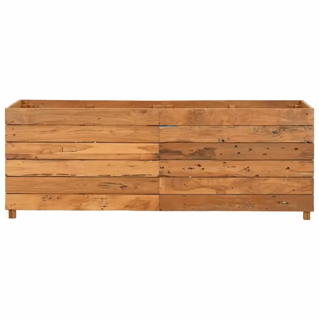 Letto Rialzato Videx in Legno di Teak di Recupero e Acciaio, Marrone, L 150 cm x P 40 cm x H 55 cm – 2