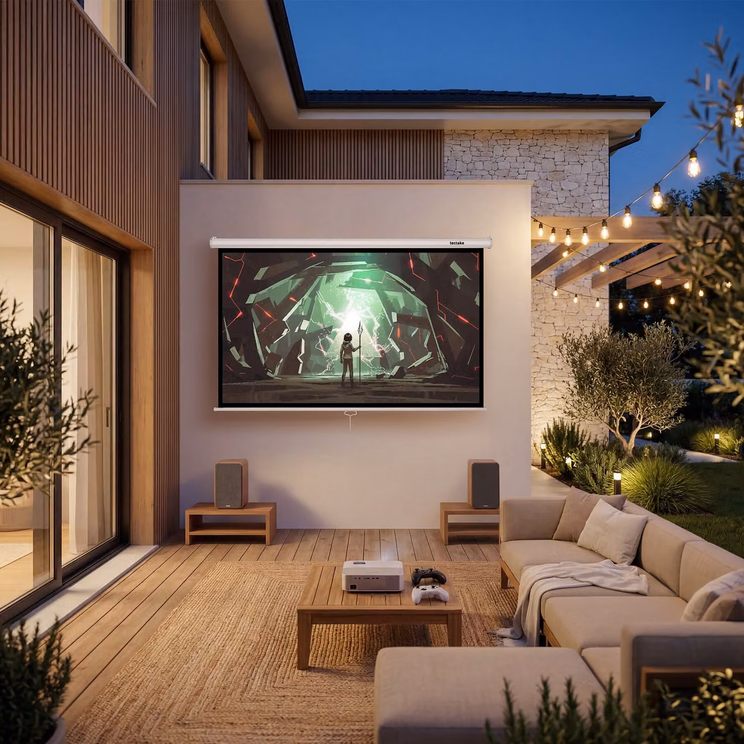 Schermo per proiettore TecTake GmbH Cinema 16:9 4K UHD bianco per parete o soffitto – 2