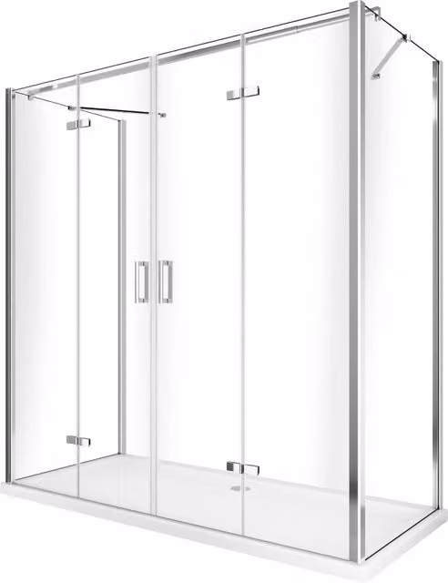 Box doccia GIORGYSHOP a 3 lati con apertura a libro pieghevole, forma rettangolare a U, vetro trasparente con rivestimento easy clean e profili silver, L: 67,5-70 cm, H: 188,5-192 cm – 1