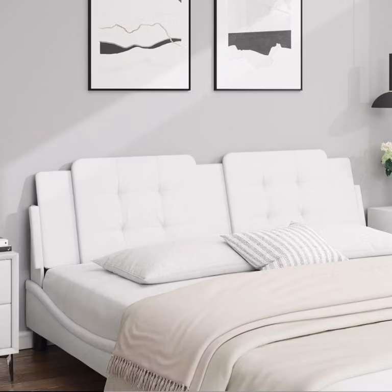 Testiera per letto vidaXL Zadar in similpelle bianca, Larghezza: 180 cm