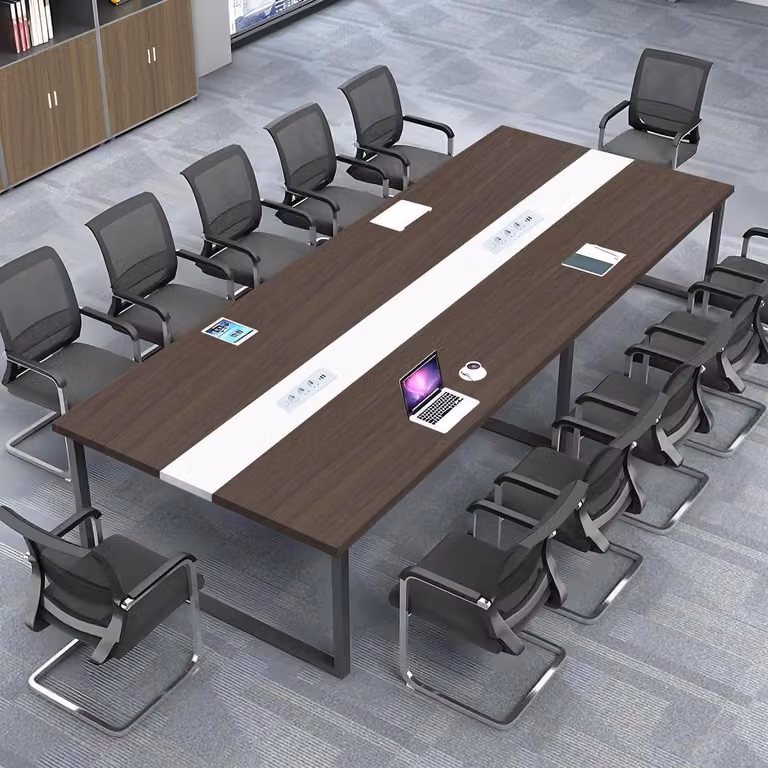Tavolo da conferenza con sistema di gestione dei cavi, dimensioni 360x80x74 cm, design moderno, ideale per l'ufficio