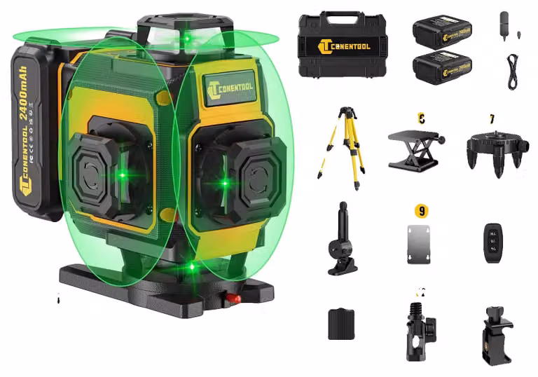 Livella laser, proiezione a 16 linee, misurazioni precise, batteria da 2400 mAh, con treppiede