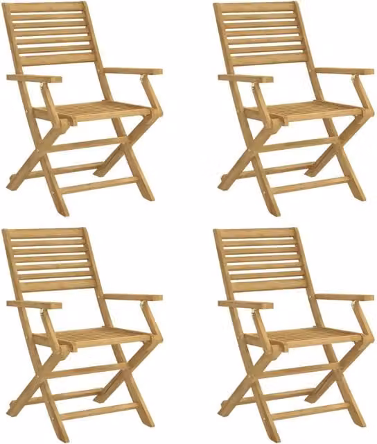 Sedie Giardino Pieghevoli 4 pz | Sedie da Esterno 54,5x61,5x86,5 cm Massello Acacia