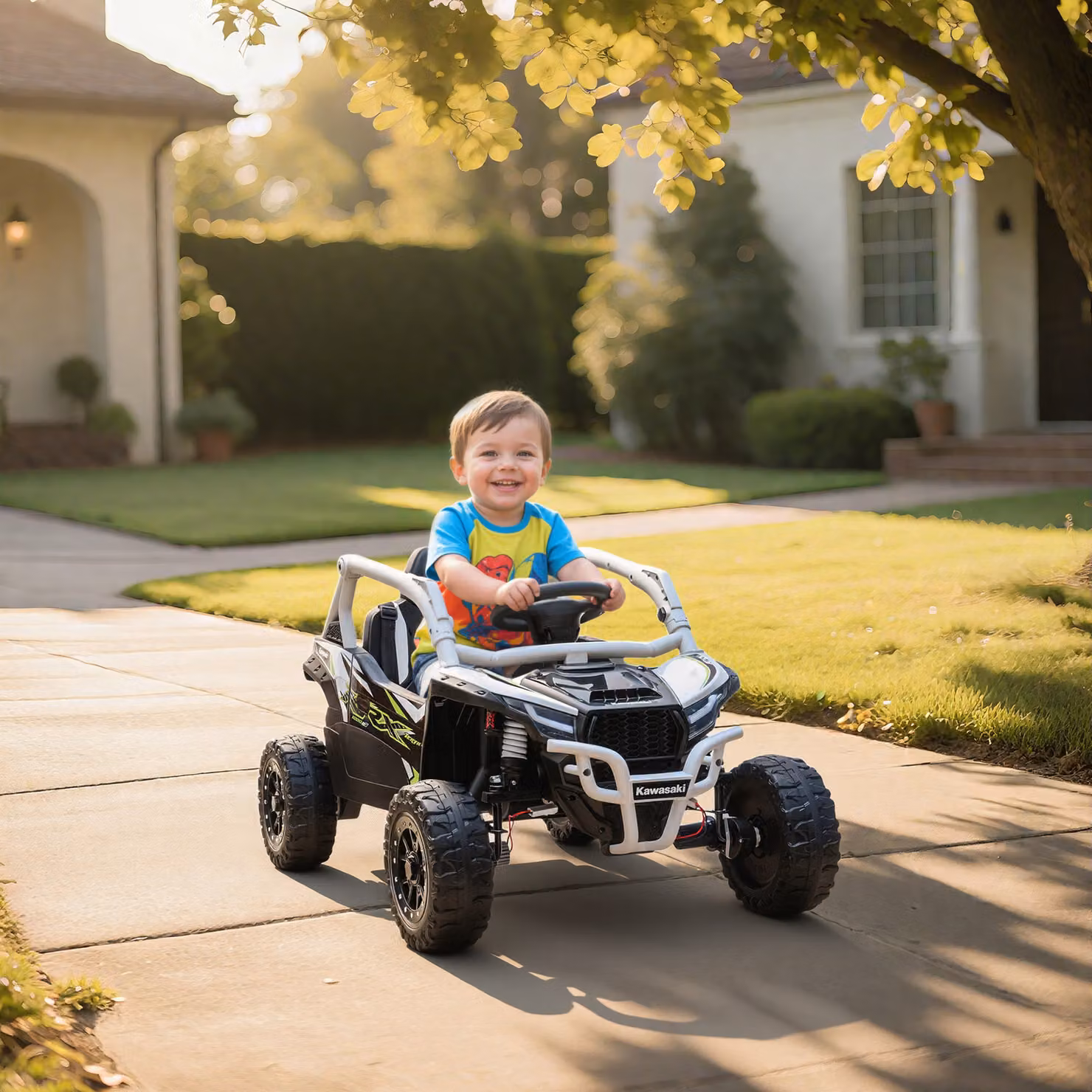 AIYAPLAY Fuoristrada elettrico 12V per bambini con telecomando, luci LED e musica, Grigio – 2