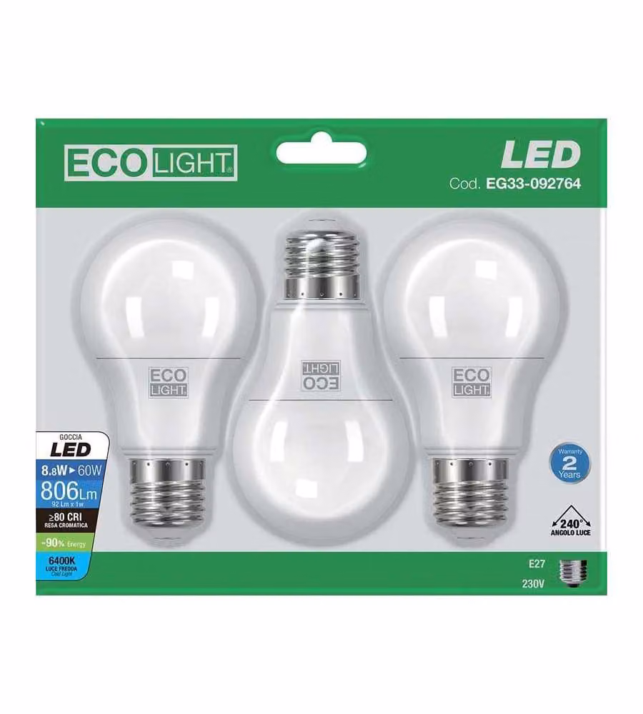 Lampada Classica Led  ECOLIGHT Goccia A60 - 9W