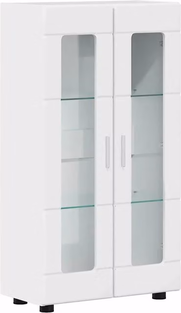 Credenza | Madia | Buffet da pranzo | Armadio da pranzo con porta FLORIN Bianco Lucido 55,5 x 29 x 100 cm
