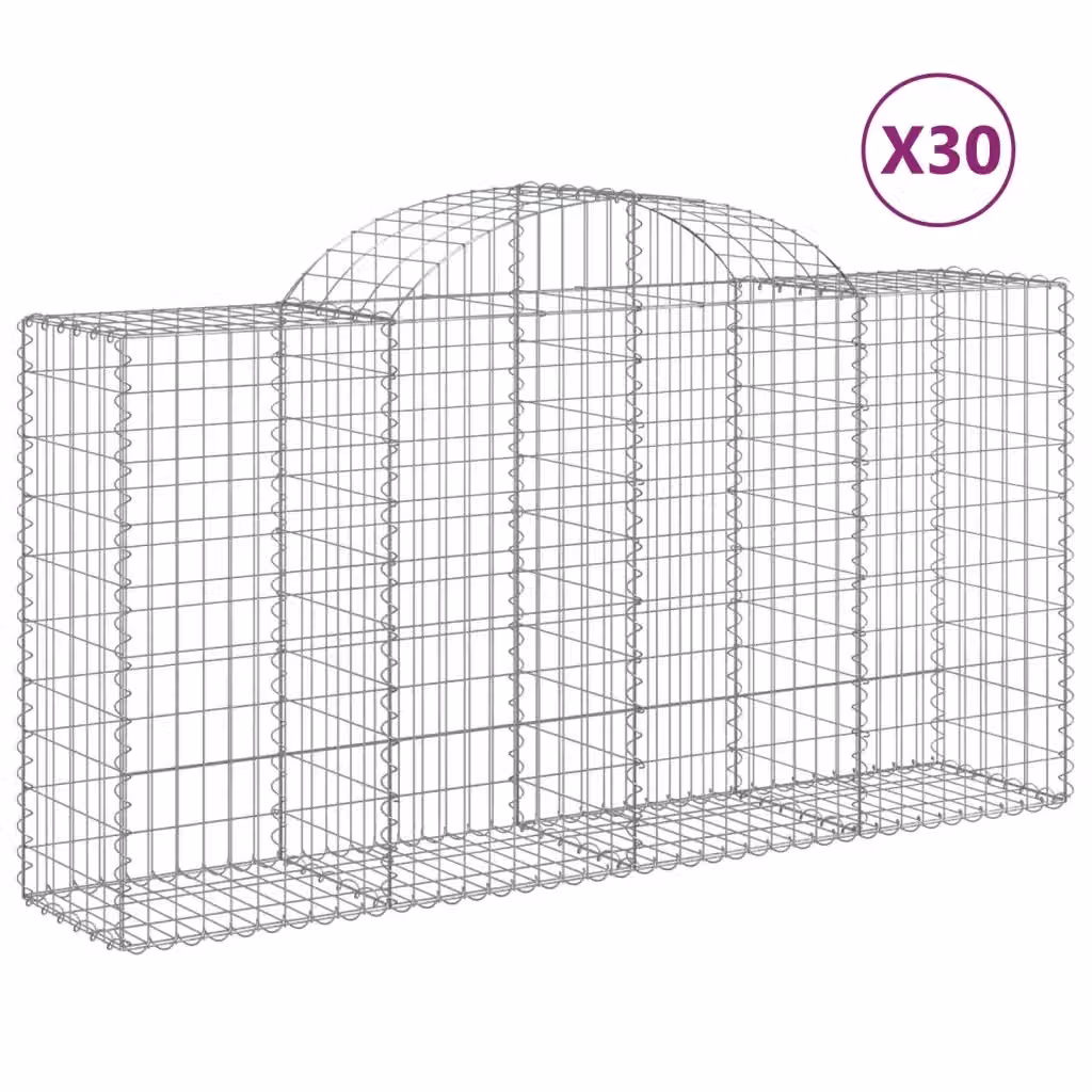 Set di 30 Cesti Gabbioni ad Arco Videx in Acciaio Zincato Colore Argento L/P/H: 200 x 50 x 100/120 cm – 2
